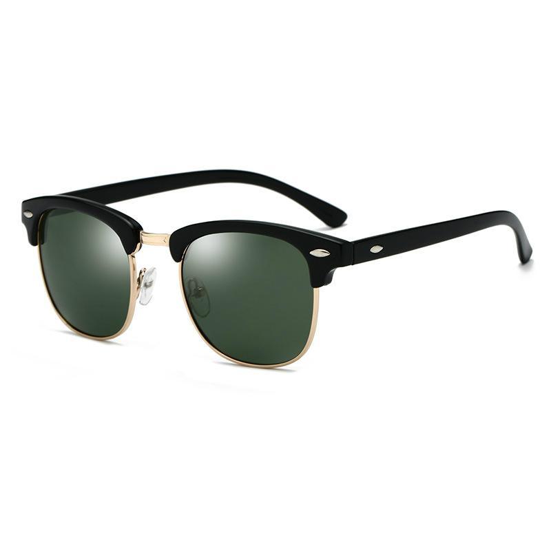 Lunettes de Soleil Rétro Universelles Polarisées Élégantes et de Luxe pour Femmes et Hommes, Semi Cerclées Classiques, Oculos De Sol avec Protection UV400