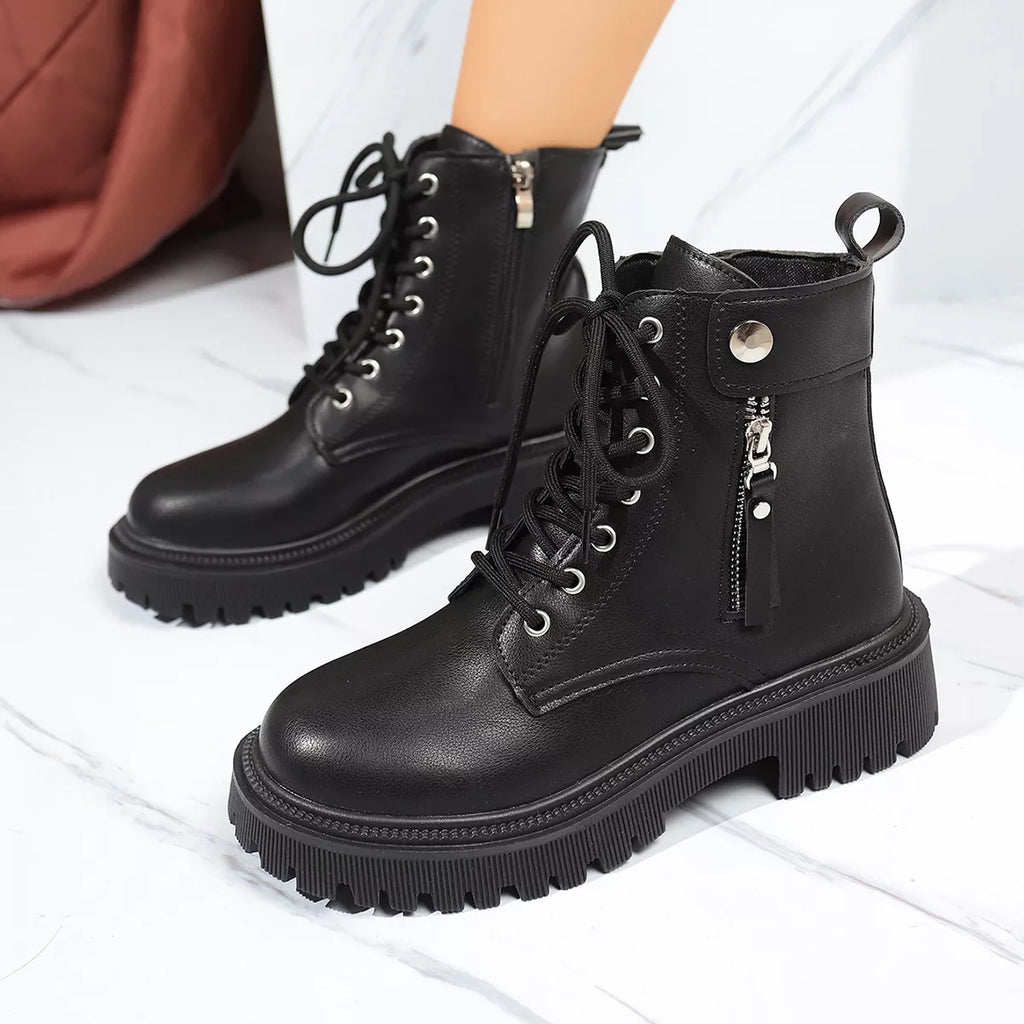Bottes à talons carrés et bout rond avec talon confortable