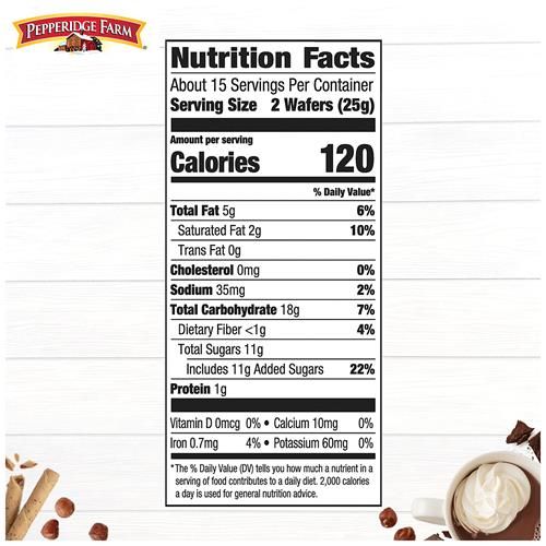 Biscuits Pirouette de Pepperidge Farm, gaufrettes fourrées à la crème chocolat-noisette, boîte de 382 g