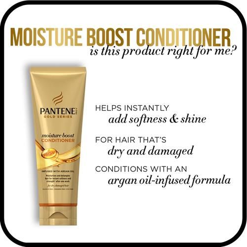 Pantene Gold Series Après-shampoing hydratant sans sulfate à l'huile d'argan pour cheveux bouclés et frisés, 250 ml