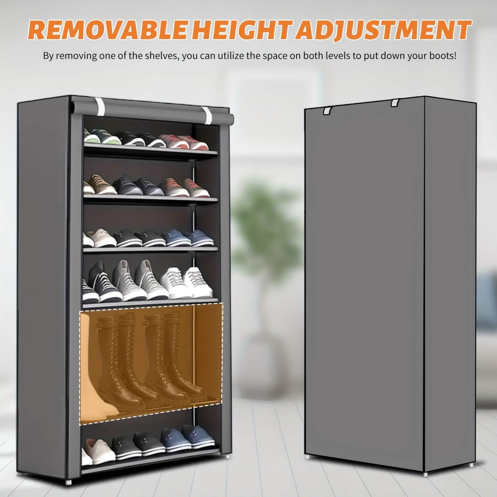 Étagère de rangement à chaussures à 10 niveaux et 9 grilles, organisateur de placard