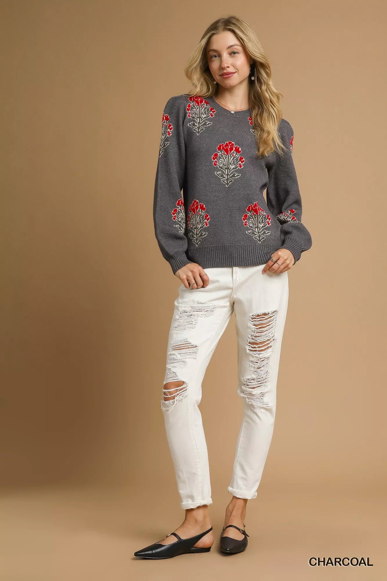 Pull en jacquard Umgee à motif floral unique