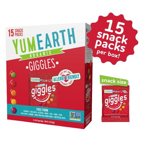 Bonbons Chewy Yumearth Organic Giggles – Hypoallergéniques, Sans Colorants Artificiels, Sans OGM, Sans Gluten, Goût Fruité, Bonbons Vegans Sans Arômes Artificiels, 0.5 Oz (Boîte De 15) ?
