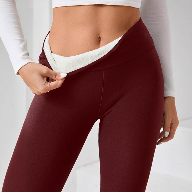 Legging d'hiver épais en cachemire doublé polaire