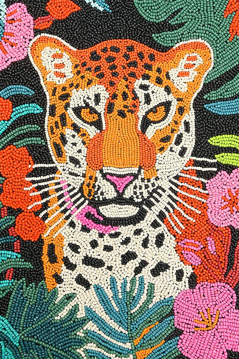 Sac cabas orné Léopard Tropical