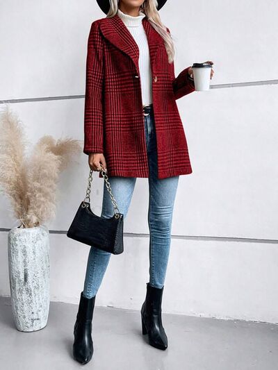 Veste boutonnée à col écossais et manches longues pour femme – Un vêtement d'extérieur classique et léger pour tous les jours