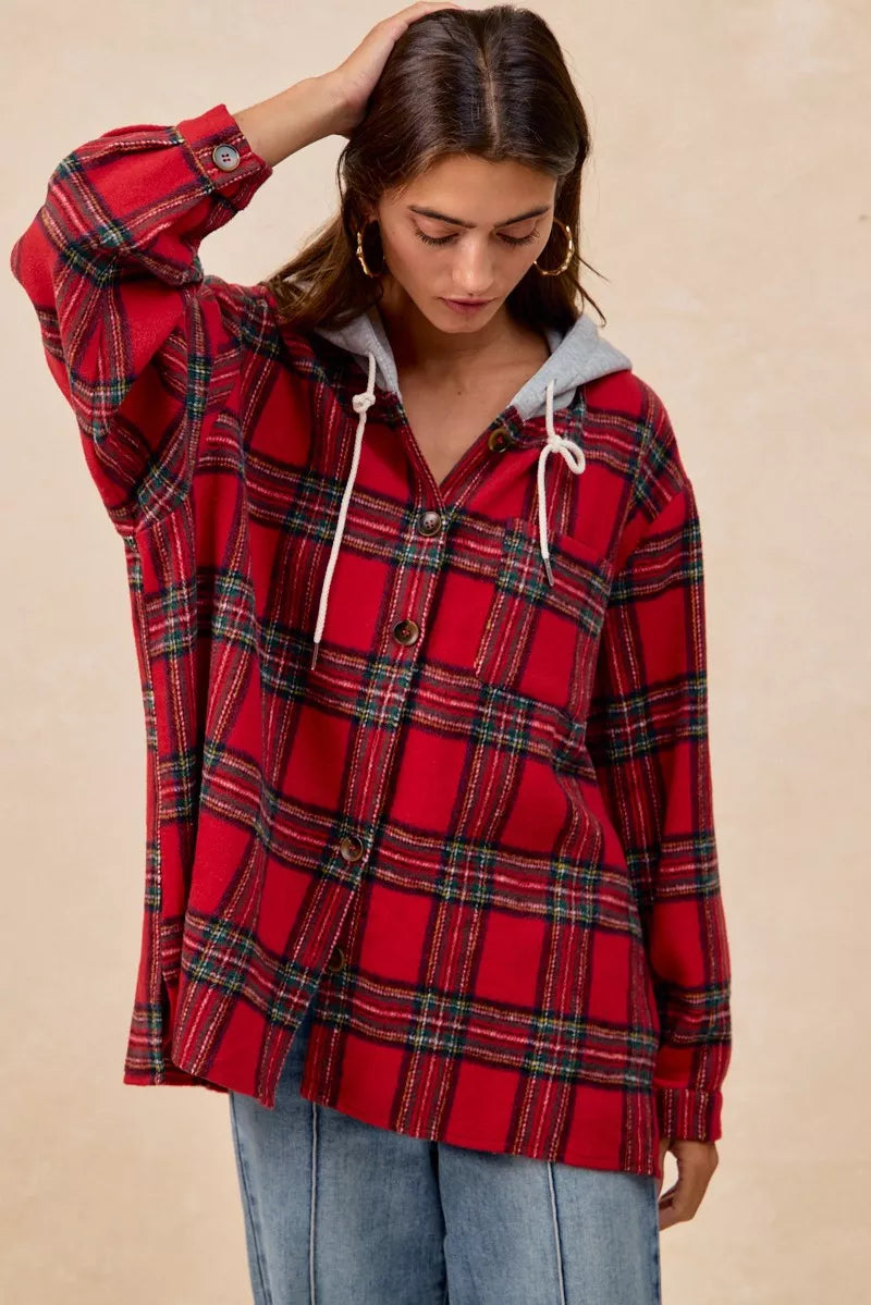 Veste à capuche à carreaux BiBi
