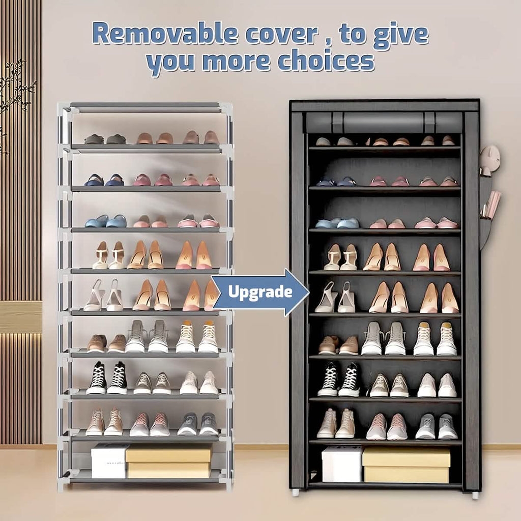 Étagère de rangement à chaussures à 10 niveaux et 9 grilles, organisateur de placard