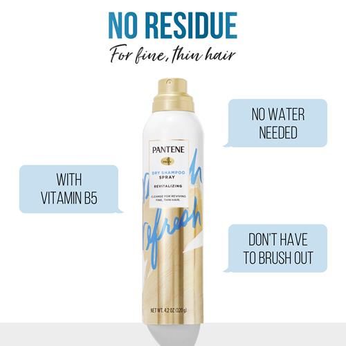Pantene Pro-V Refresh Shampooing Sec en Spray, Volumisant et Nettoyant à la Vitamine B5, Pour Cheveux Fins, Clairsemés et Colorés, 125 ml