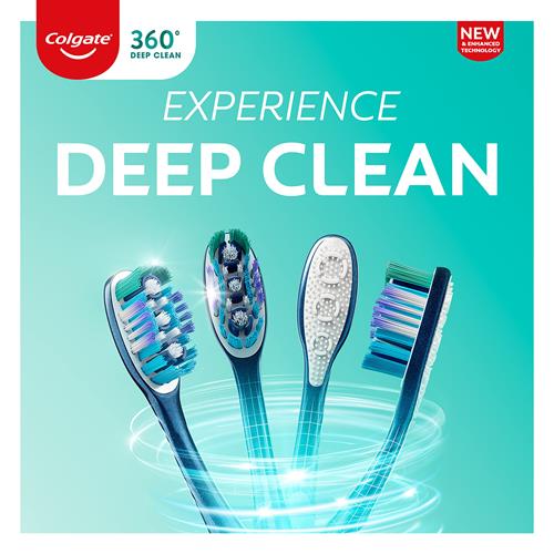 Brosse à Dents Manuelle Colgate 360 Souple, Lot de 4, Nettoie Toute la Bouche (Dents, Joues, Langue et Gencives)