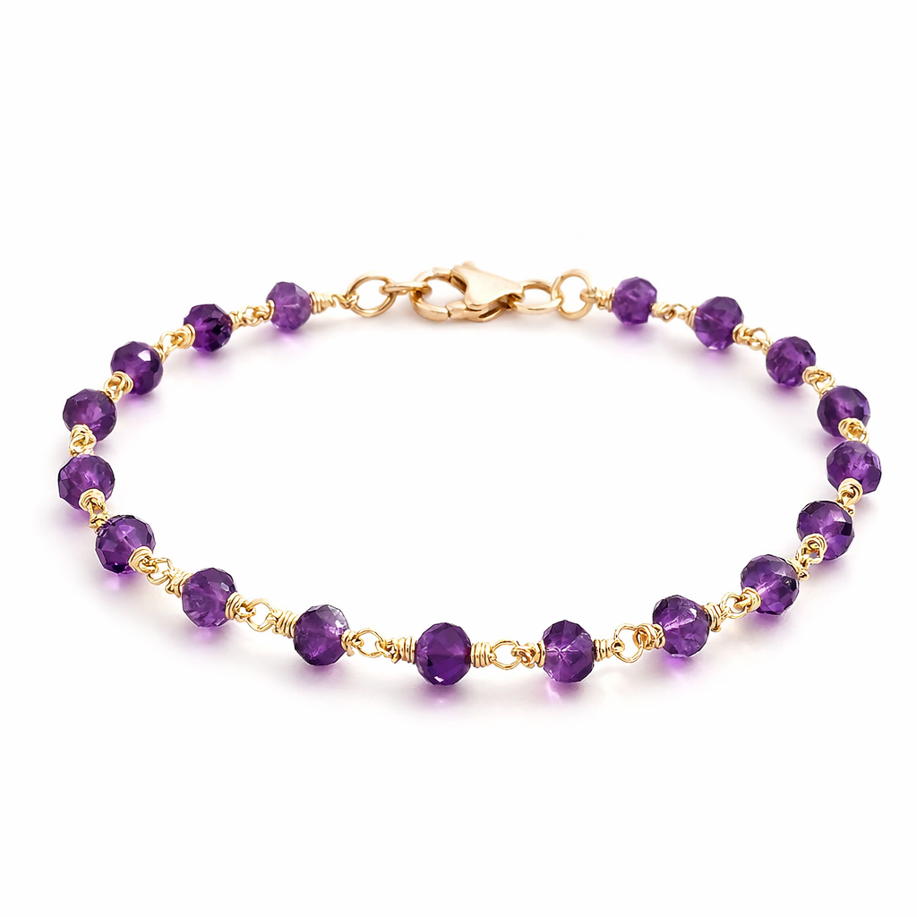 Bracelet en améthyste en or rempli 14 carats