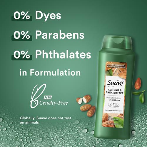 Shampooing Hydratant Professionnel Suave Cheveux Secs Amande et Beurre de Karité Sans Parabène ni Colorant 828 ml