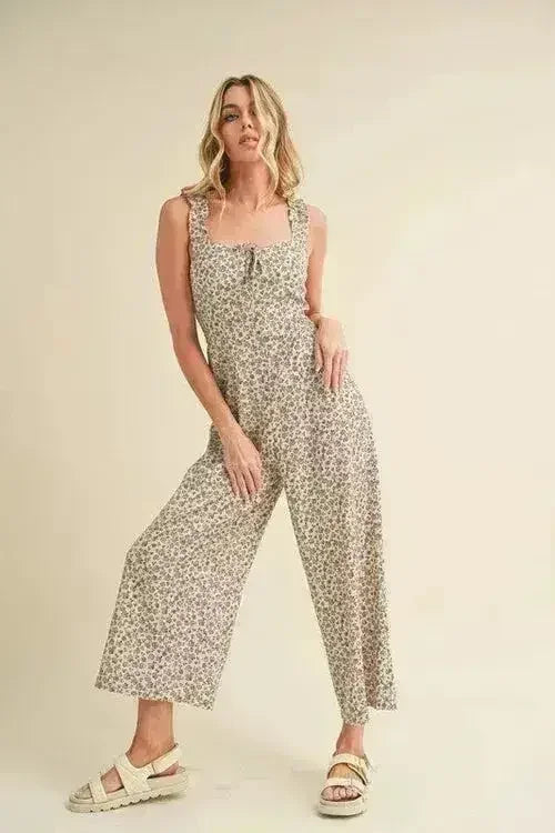 Combinaison pantalon large décolleté cœur Aemi + Co Floral