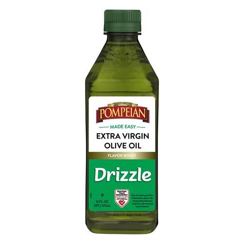 Pompeian Made Easy Huile d'olive extra vierge à verser, exhausteur de goût, parfaite pour rehausser la saveur des salades et des légumes, certifiée par l'American Heart Association, non allergène, sans OGM, 16 fl oz