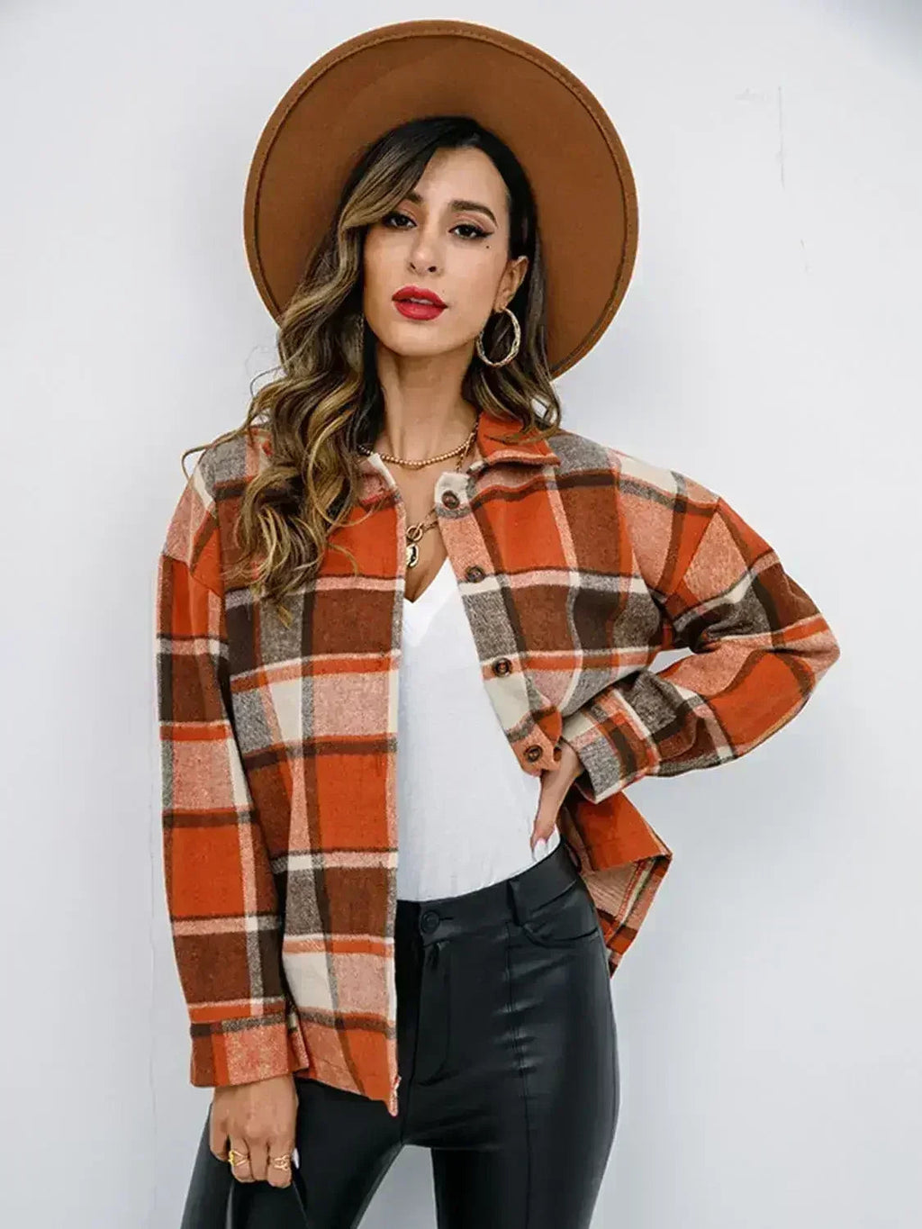 Veste boutonnée couleur citrouille