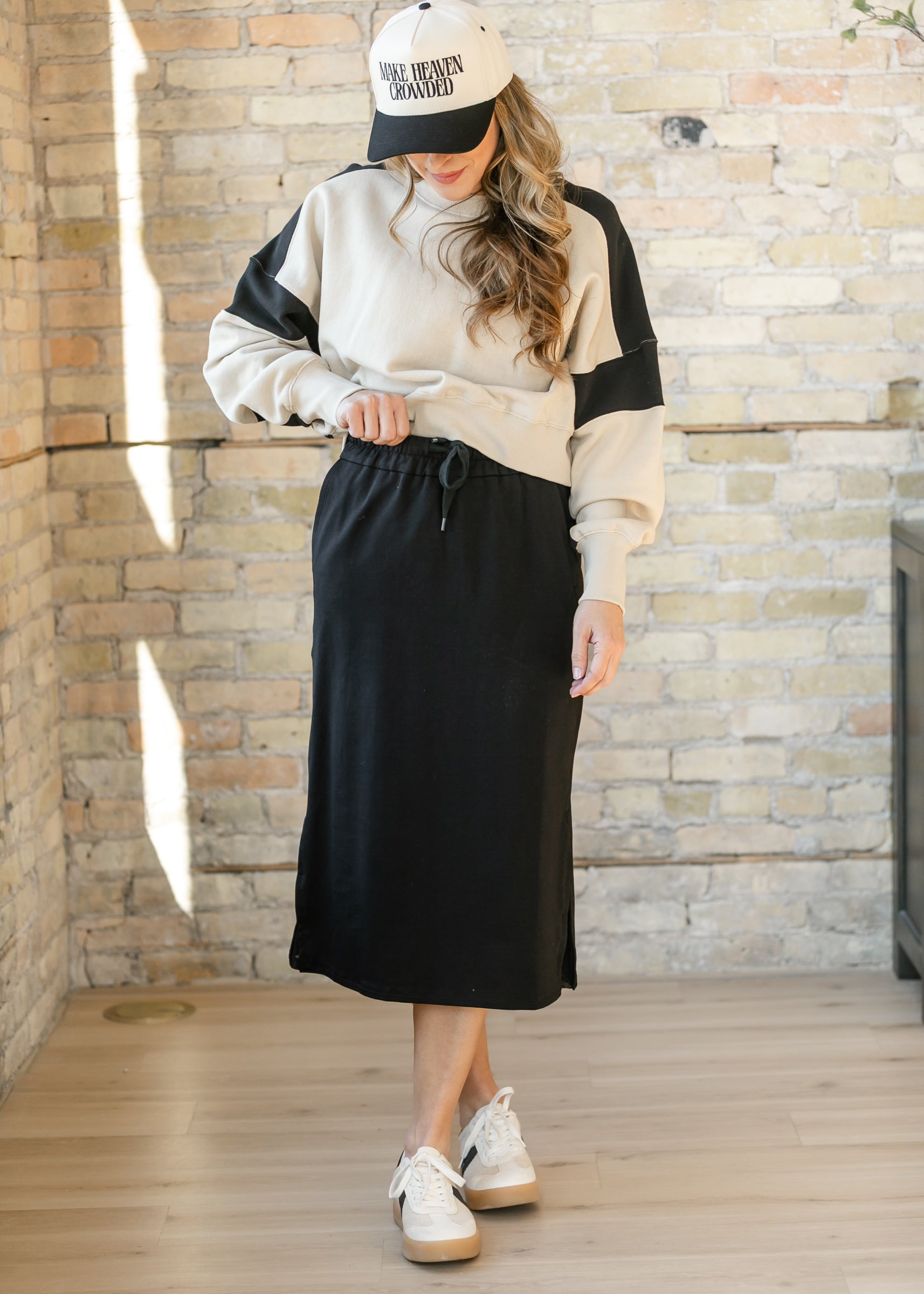 Jupe midi en maille Abbie avec détails en résille