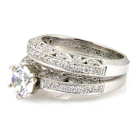 .54ct Antique Style Engagement Ring Set 18KT White Gold