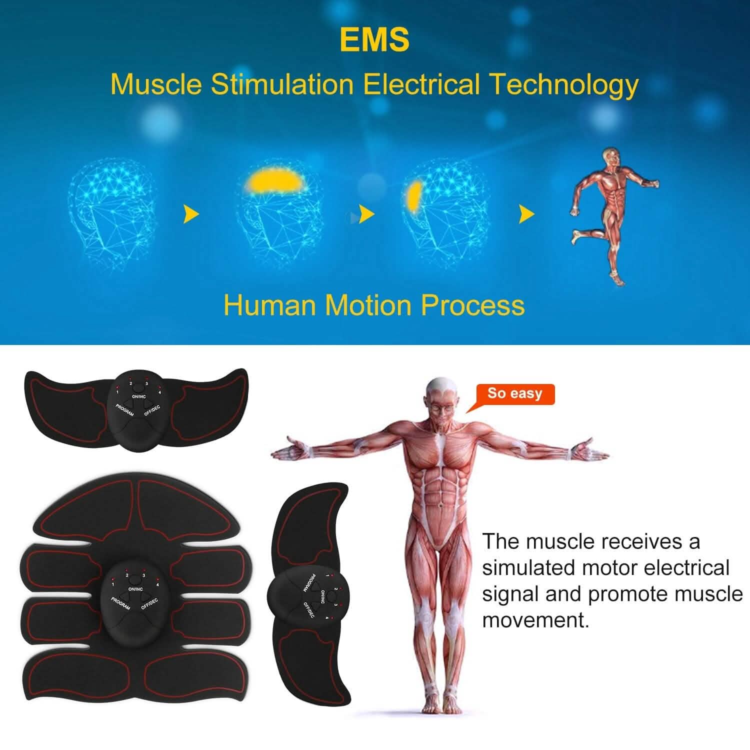 Stimulateur abdominal EMS avec 6 modes