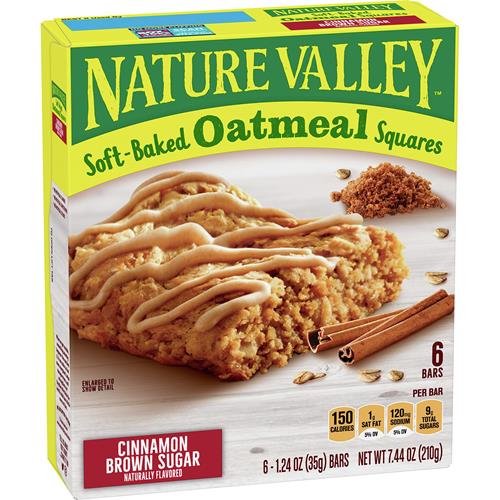 Carrés d'avoine moelleux Nature Valley, cannelle et cassonade, 6 unités, 210 g