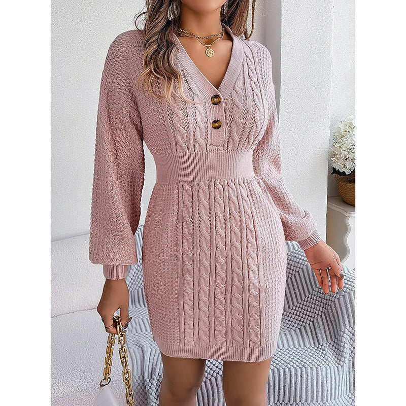 Robe pull en maille torsadée pour femme