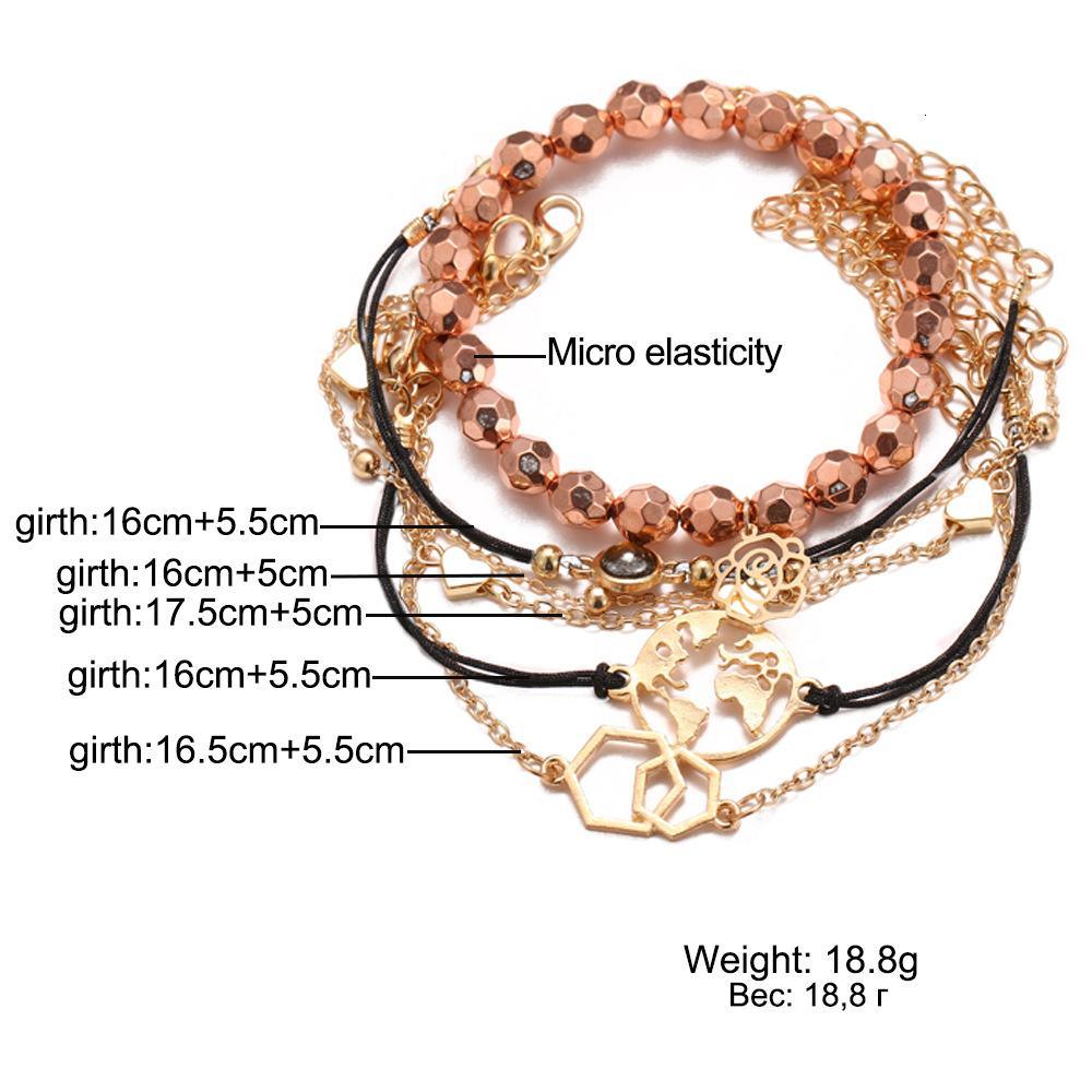 Bracelets et joncs femme Boho Rose Map Breloques rondes bohème Bracelet multicouche tendance Accessoires Bijoux de luxe