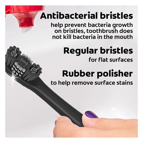 Têtes de rechange pour brosse à dents électrique au charbon actif 360 de Colgate, compatibles avec toute brosse à dents à pile 360, dotées de poils souples et d'un polissoir en caoutchouc sur chaque tête de rechange, paquet de 2
