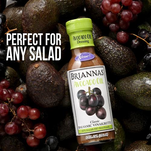 Briannas - Vinaigrette Balsamique à l'Huile d'Avocat - Riche en Nutriments, Compatible Kéto, Vinaigrette Végétalienne à base d'Huile d'Avocat 100% Pure - Bouteille de 295 ml