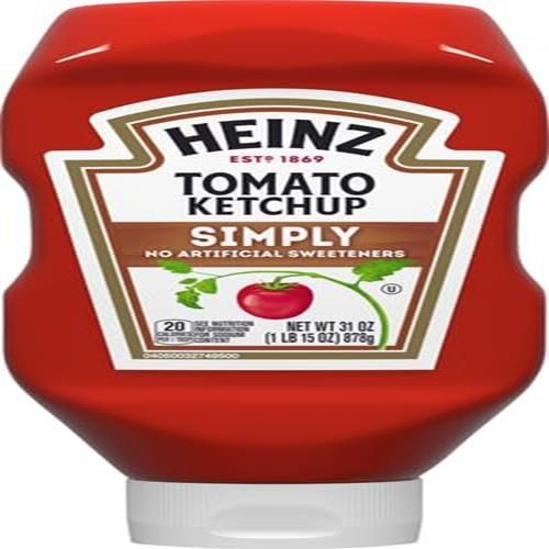 Heinz Ketchup aux tomates Simply sans édulcorants artificiels, bouteille de 879 g