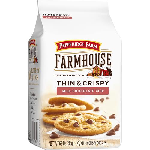 Biscuits fins et croustillants aux pépites de chocolat au lait Farmhouse de Pepperidge Farm, sac de 195 g (14 biscuits)
