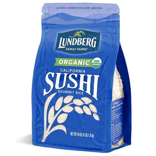 Riz à Sushi Biologique Lundberg, Grains Courts Collants de Type Japonais Cultivés en Californie, 64 oz