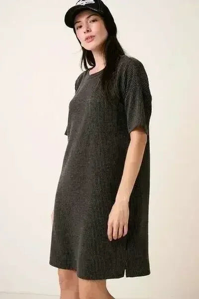 Robe-tee-shirt côtelée à manches courtes Mittoshop Urban
