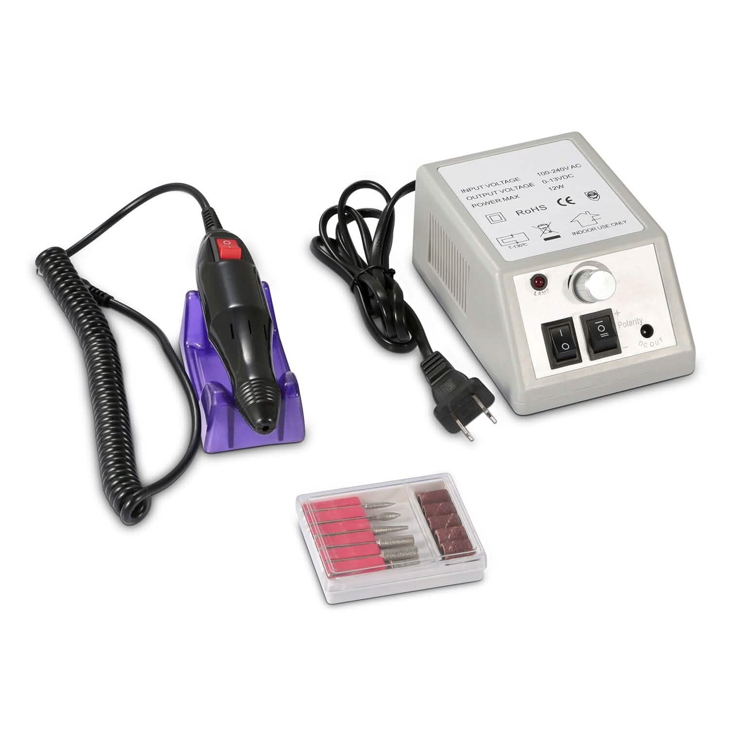 Ponceuse à Ongles Électrique 20000 tr/min avec 6 Embouts pour Manucure et Pédicure
