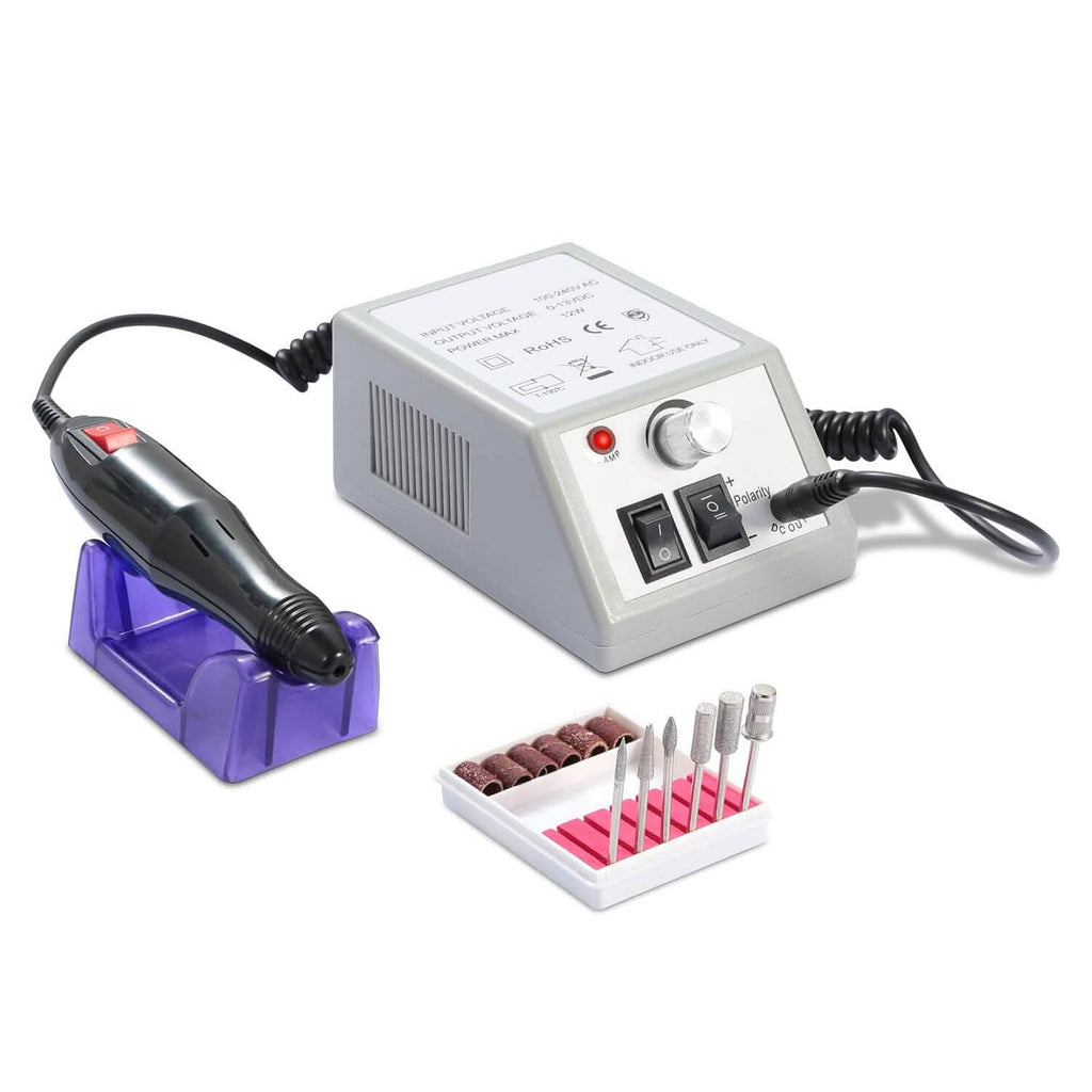 Ponceuse à Ongles Électrique 20000 tr/min avec 6 Embouts pour Manucure et Pédicure