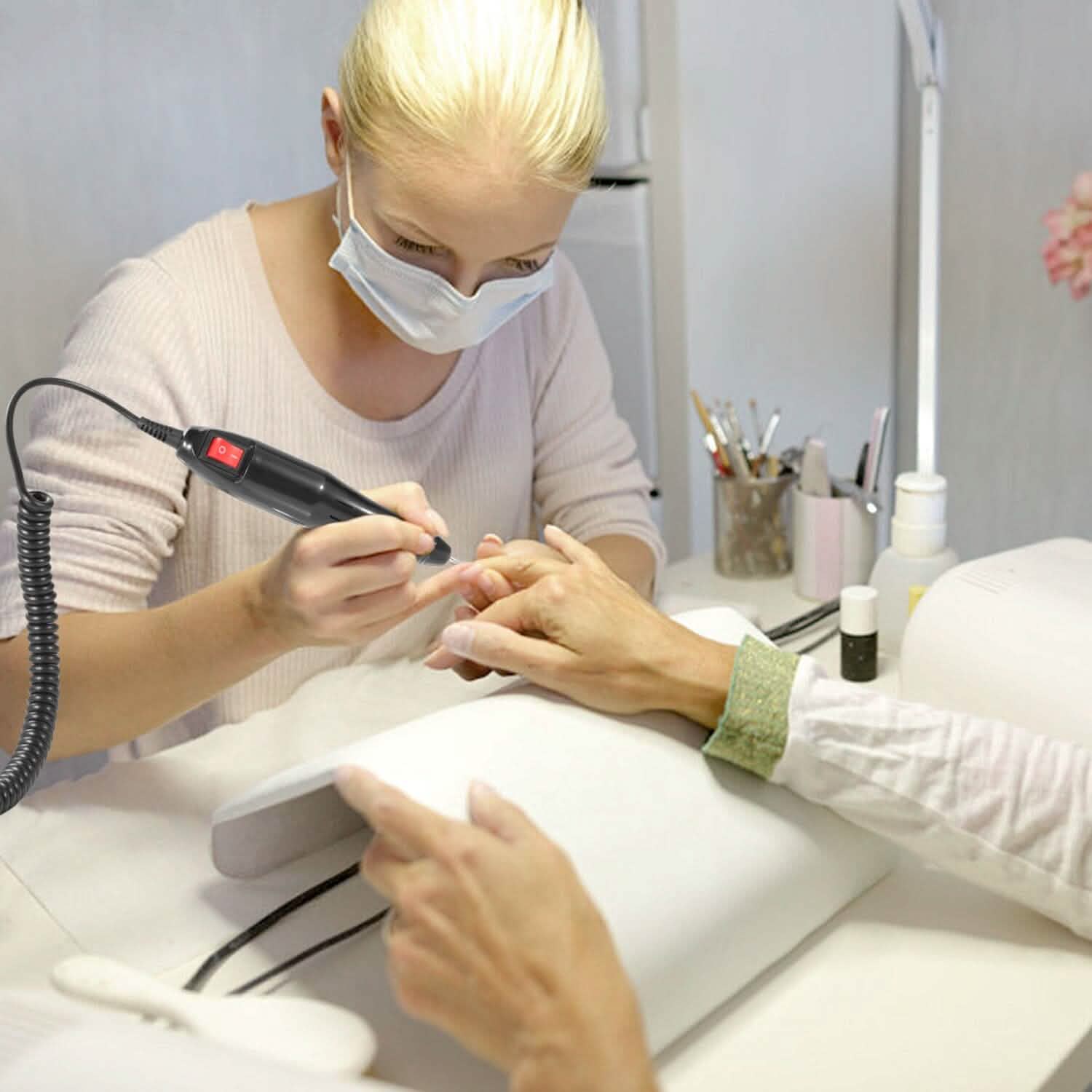 Ponceuse à Ongles Électrique 20000 tr/min avec 6 Embouts pour Manucure et Pédicure