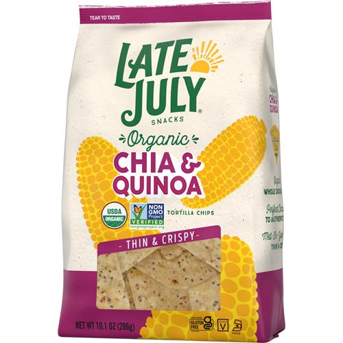 Late July Snacks Chips de tortilla biologiques minces et croustillants avec chia et quinoa, sac de 286 g