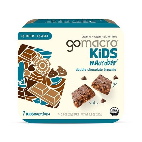 Gomacro Kids Macrobar Barres Tendres Biologiques et Véganes - Double Chocolat Brownie (Barres de 25 g, Paquet de 7)