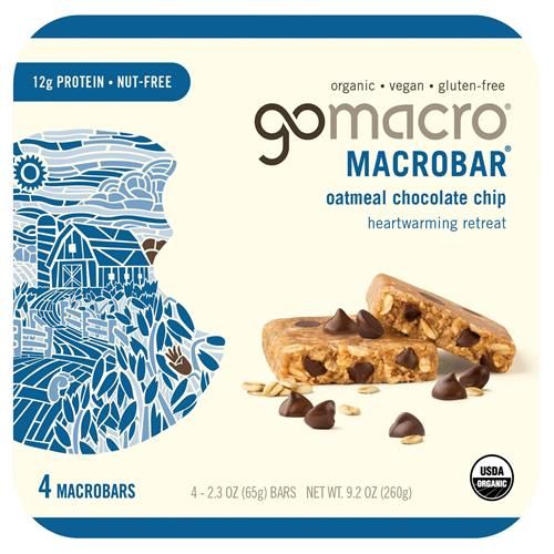 Gomacro Macrobar, flocon d'avoine et pépite de chocolat, 65 g