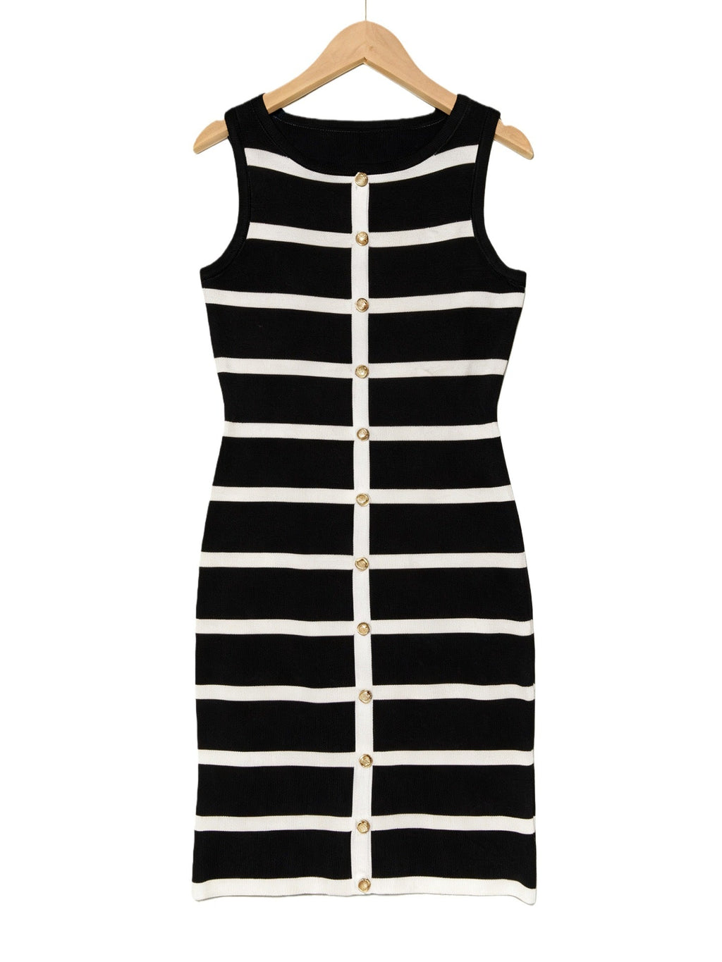 Robe midi sans manches en maille à rayures contrastantes – 5 couleurs, T. S-L