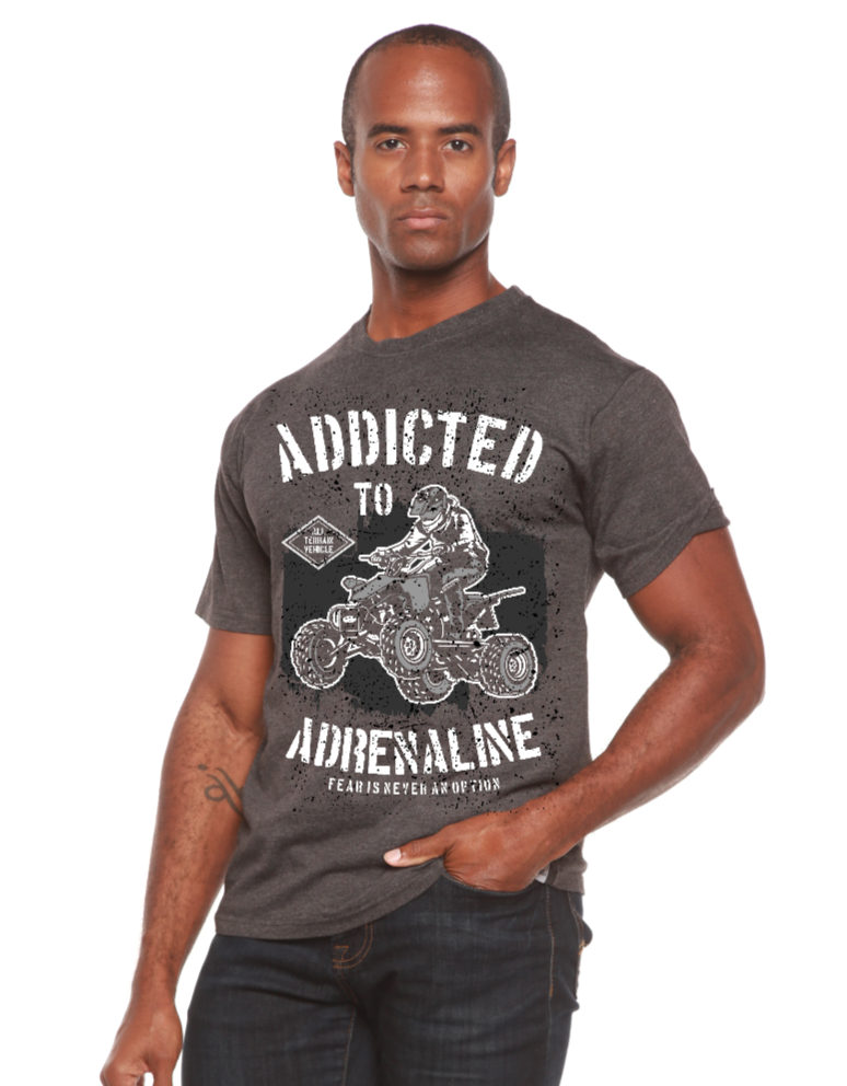 T-shirt graphique à manches courtes pour homme en viscose de bambou et coton biologique "Accro à l'adrénaline"