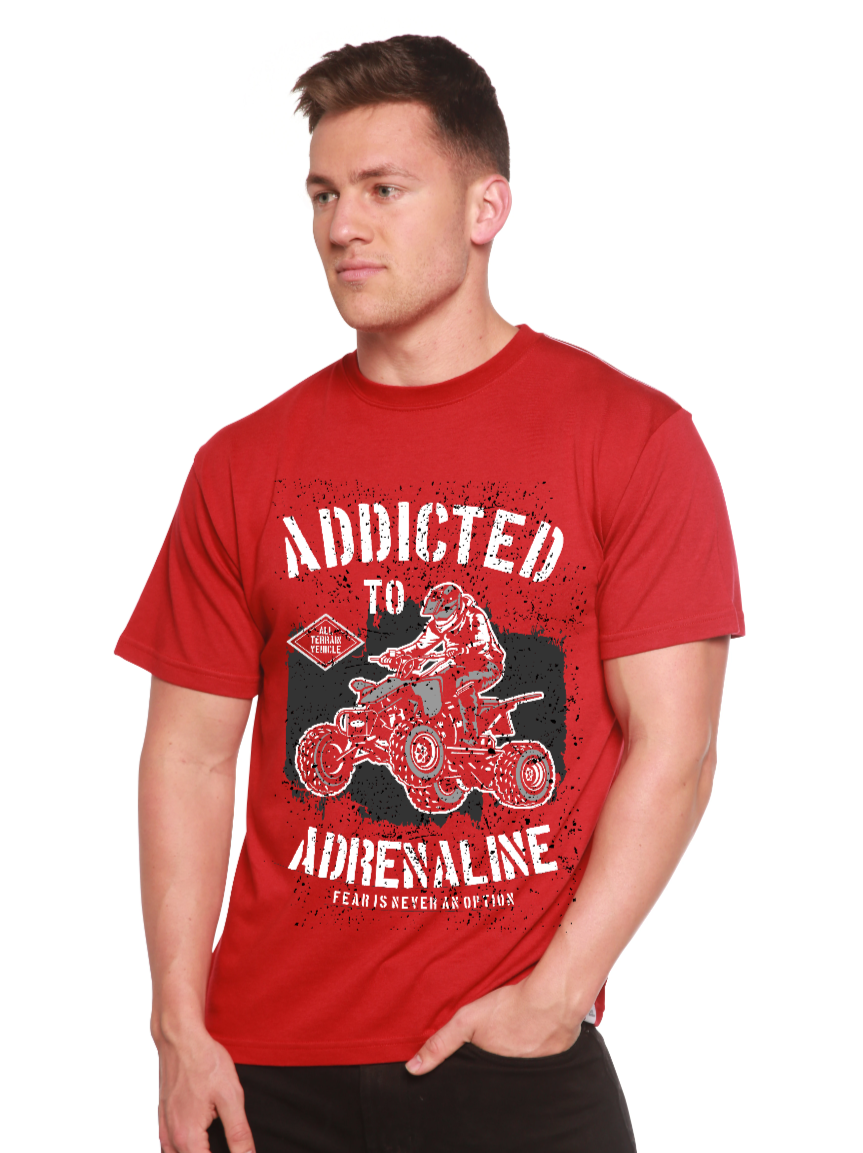 T-shirt graphique à manches courtes pour homme en viscose de bambou et coton biologique "Accro à l'adrénaline"