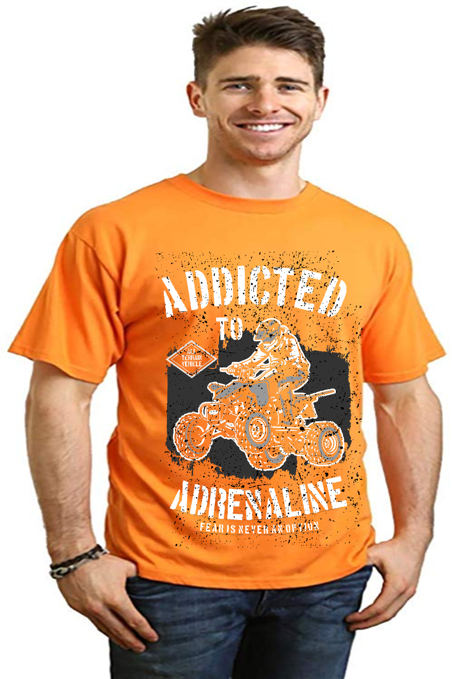 T-shirt graphique à manches courtes pour homme en viscose de bambou et coton biologique "Accro à l'adrénaline"