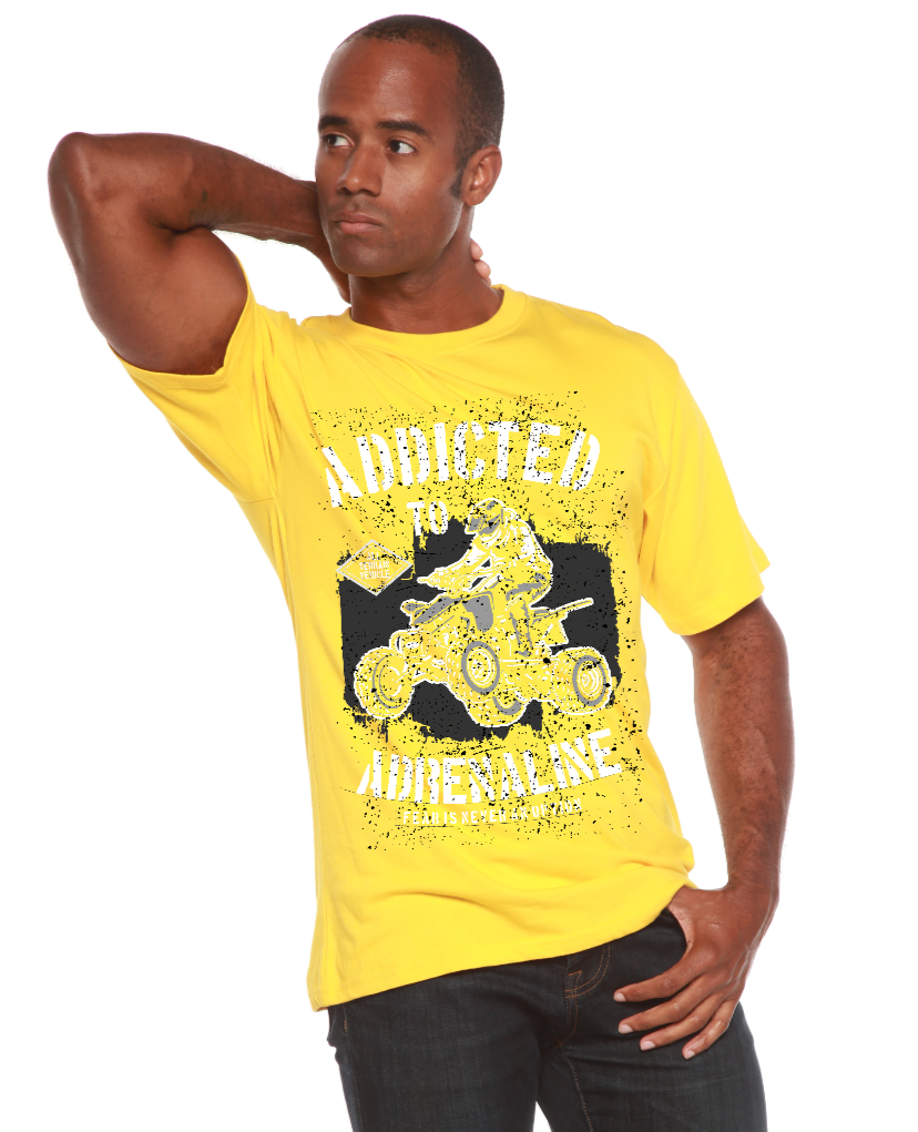 T-shirt graphique à manches courtes pour homme en viscose de bambou et coton biologique "Accro à l'adrénaline"