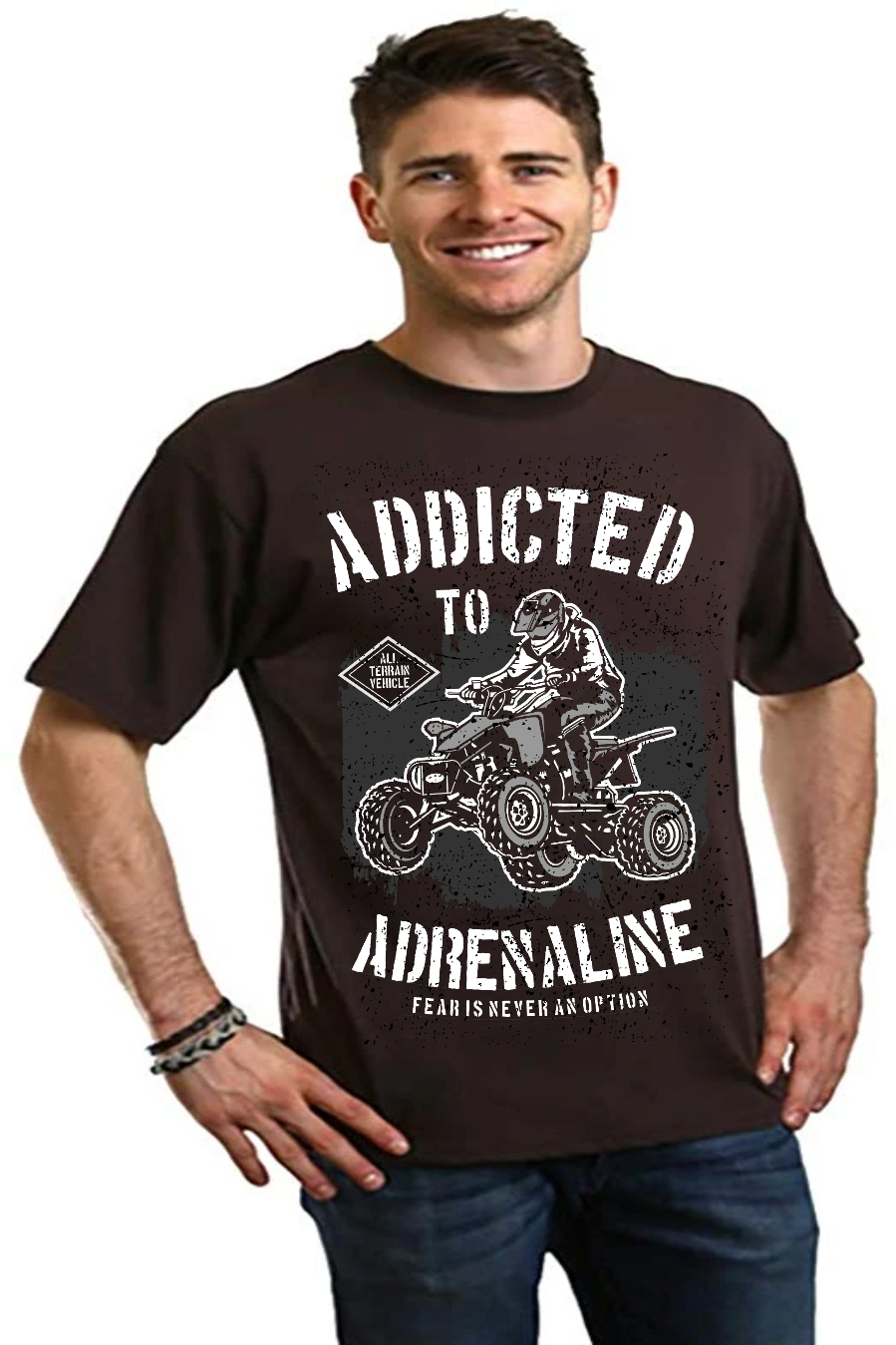 T-shirt graphique à manches courtes pour homme en viscose de bambou et coton biologique "Accro à l'adrénaline"