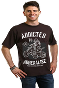 T-shirt graphique à manches courtes pour homme en viscose de bambou et coton biologique "Accro à l'adrénaline"
