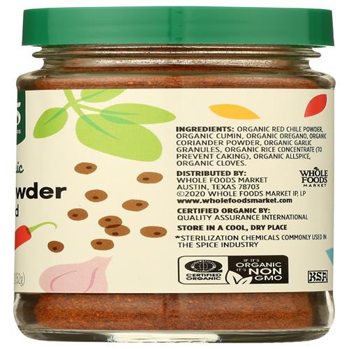 Whole Foods Market, Mélange de Poudre de Chili Bio, 1,83 oz
