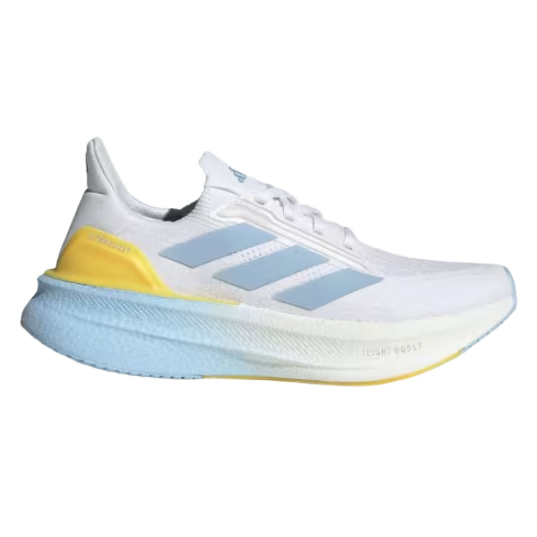 Chaussures de sport Ultra Boost 5X adidas pour femme - Blanc/Bleu lumineux/Jaune