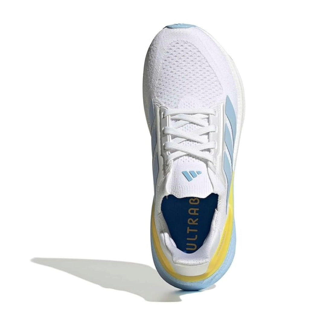 Chaussures de sport Ultra Boost 5X adidas pour femme - Blanc/Bleu lumineux/Jaune