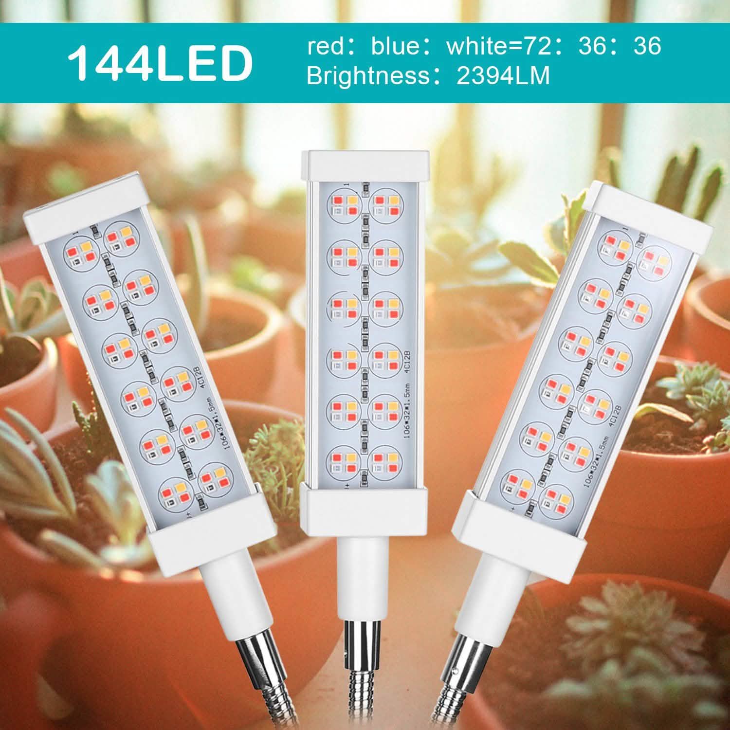 Lampes de croissance à 3 têtes réglables pour plantes d'intérieur avec minuteur