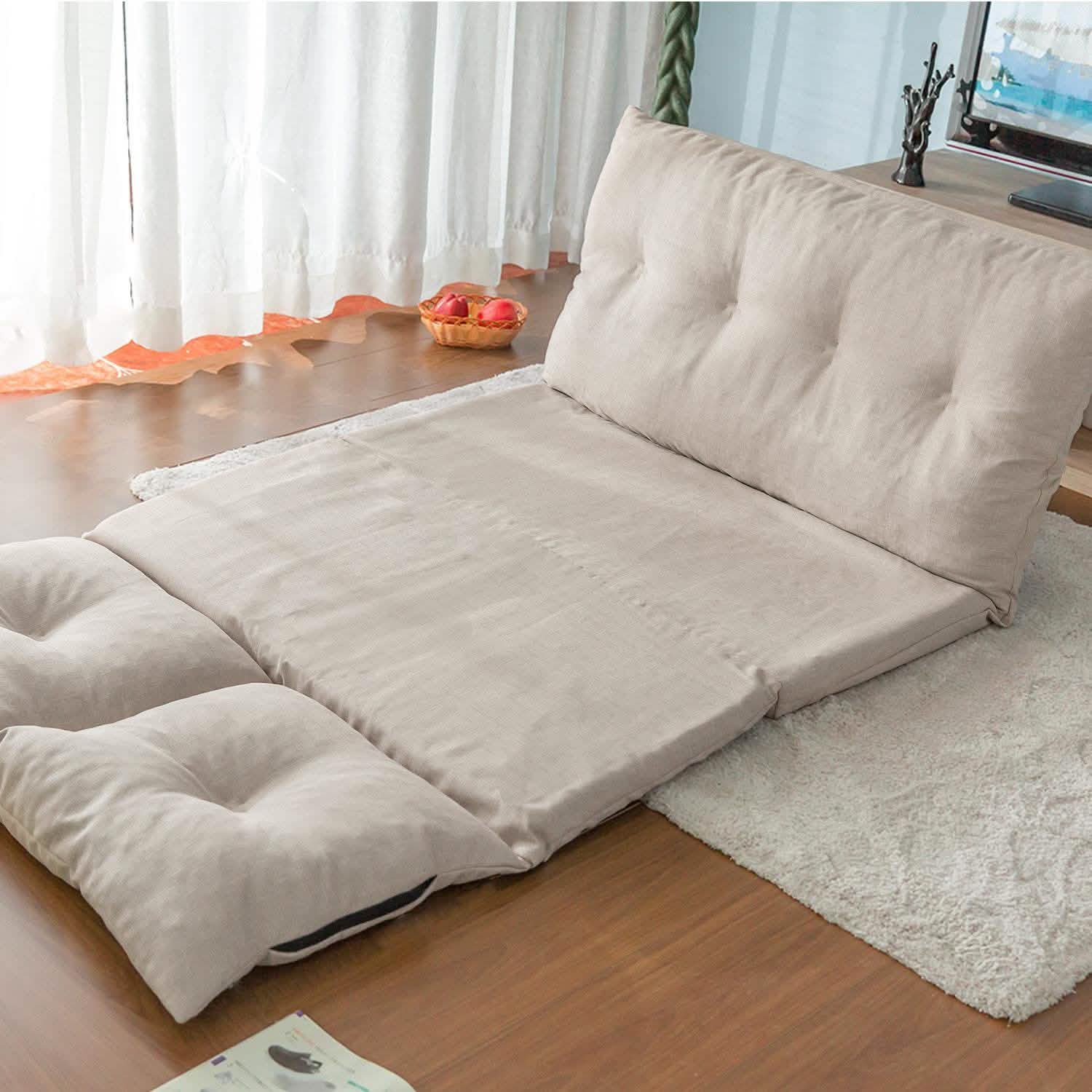Chaise longue pliante réglable en tissu, canapé de sol et canapé