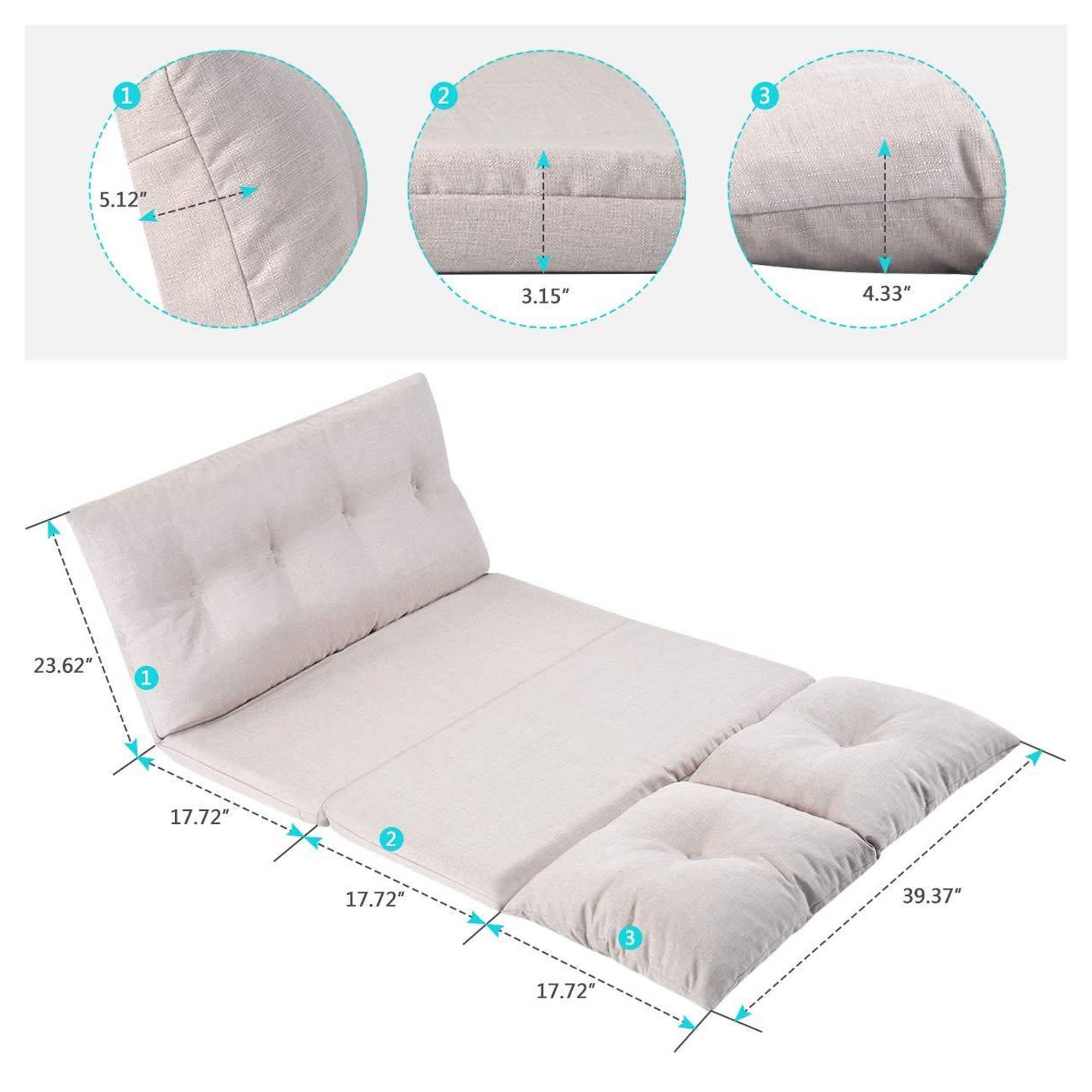 Chaise longue pliante réglable en tissu, canapé de sol et canapé